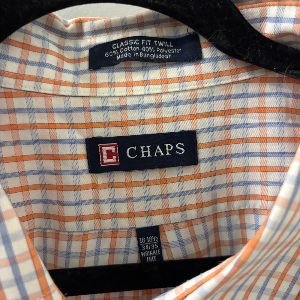 Chaps Men's Vibrant Plaid Button-Down Shirt. 18/18 1/2 - Picture 4 of 5